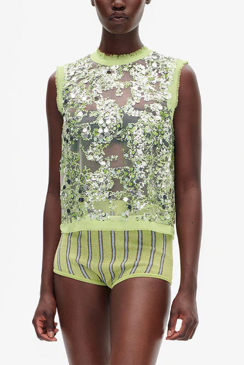 Manira Top - Herbal Garden Sequins