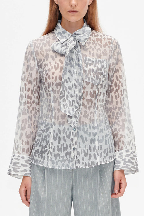 Miranda Top - Grey Office Leopard