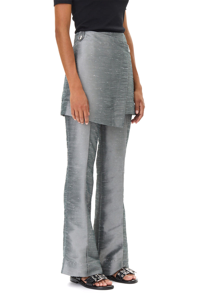 Shantoon Suiting Skirt Flare Pants - Gray Quill