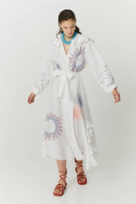 Hemp Dress with Embroideries - White
