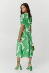 Dress in Printed Silk - Green Macro Print