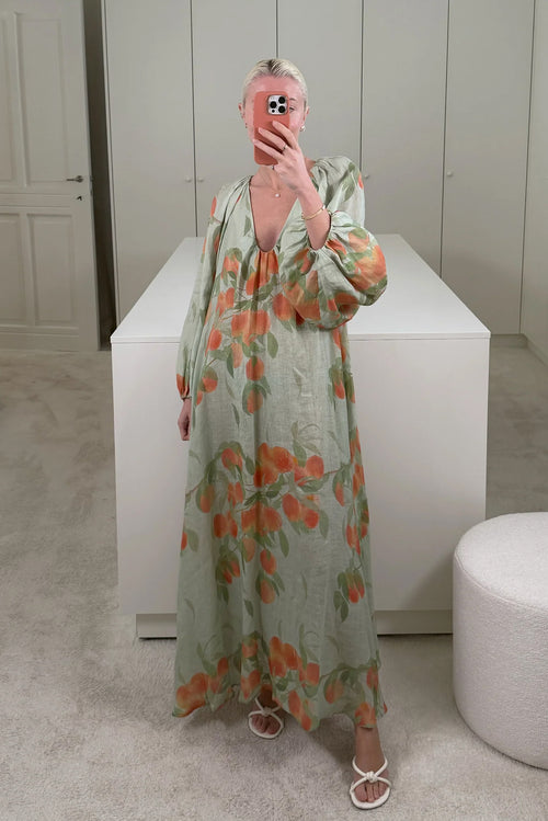 Georgette Dress - Peach Tree Sage