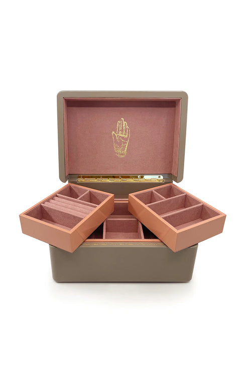Mini Trunk Classic Jewellery Box - Taupe