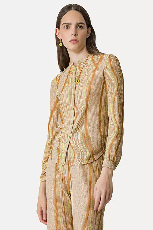 Jacquard Jersey Grandfather Shirt - Daffodil