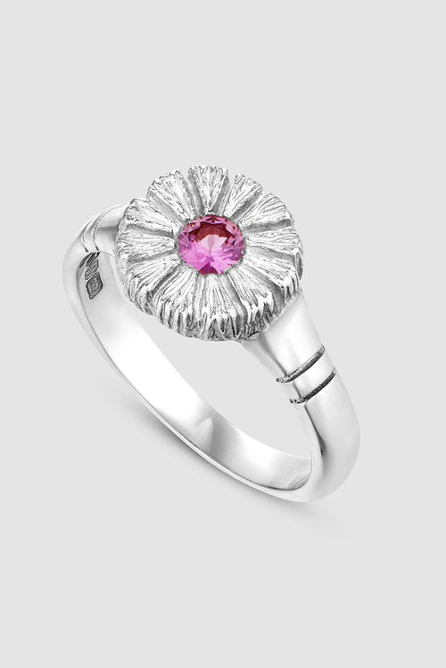 Flower Press Ring - Silver
