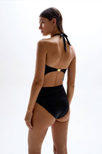 Diamond Cut-Out Swimsuit - Black
