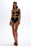 Diamond Cut-Out Swimsuit - Black