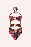 Diamond Cut- Out Swimsuit - Hibiscus Pink