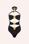 Diamond Cut-Out Swimsuit - Black