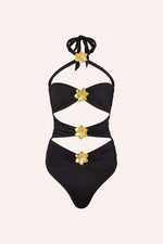 Diamond Cut-Out Swimsuit - Black