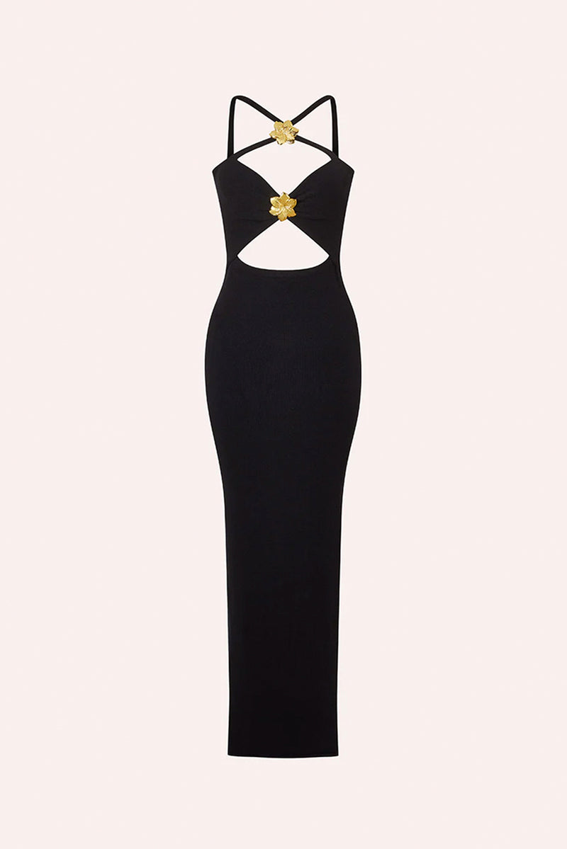 Skyline Rib Knit Dress - Black