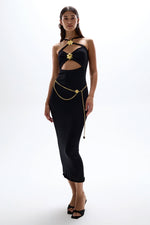 Skyline Rib Knit Dress - Black