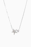 Hera Necklace -  White Gold double star necklace diamond