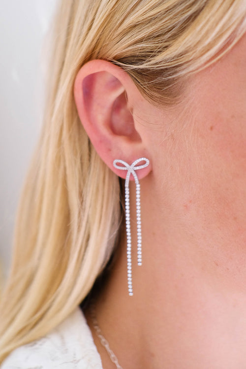 Coppola Bow Earrings - Silver