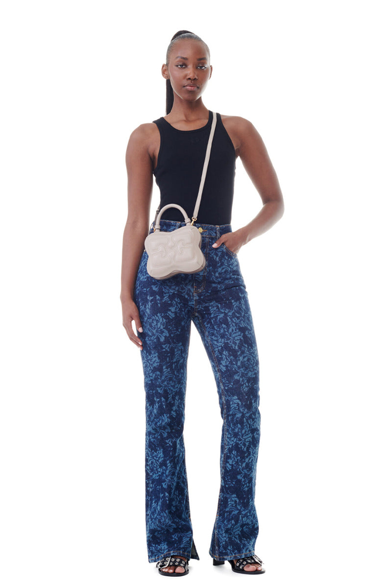 Lazer Denim Iry HW Bootcut Slit - Mid Blue Stone