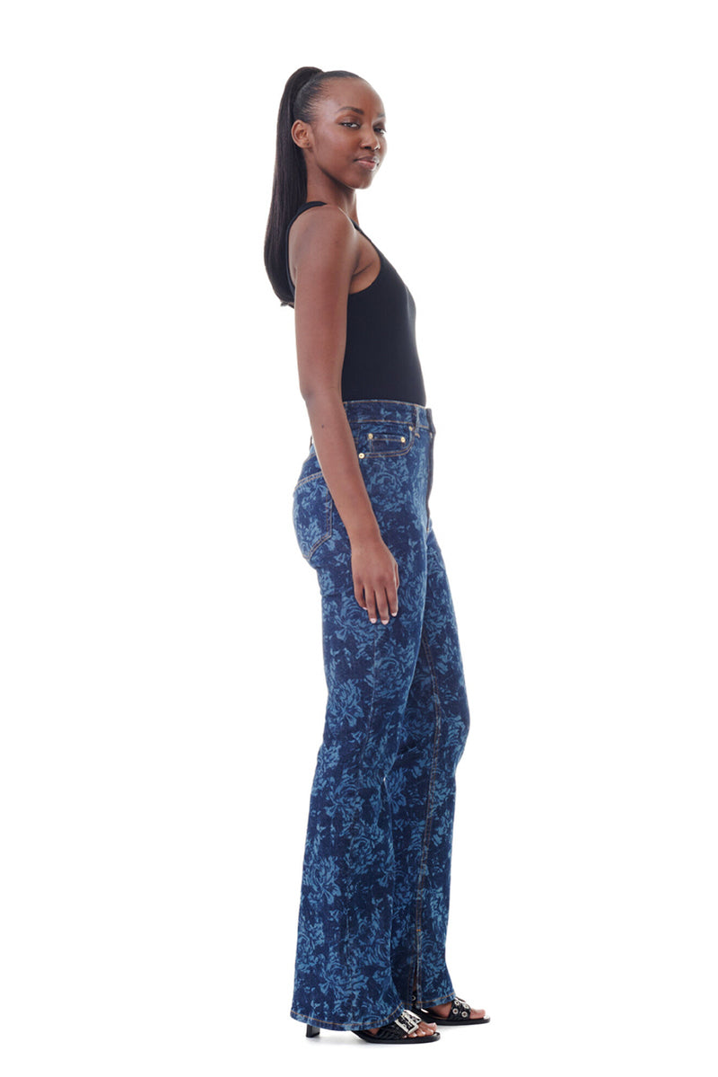 Lazer Denim Iry HW Bootcut Slit - Mid Blue Stone