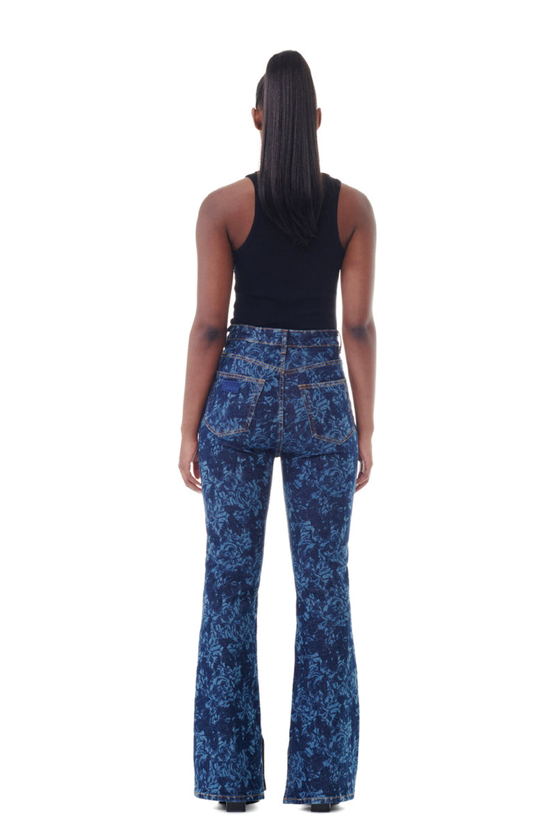 Lazer Denim Iry HW Bootcut Slit - Mid Blue Stone