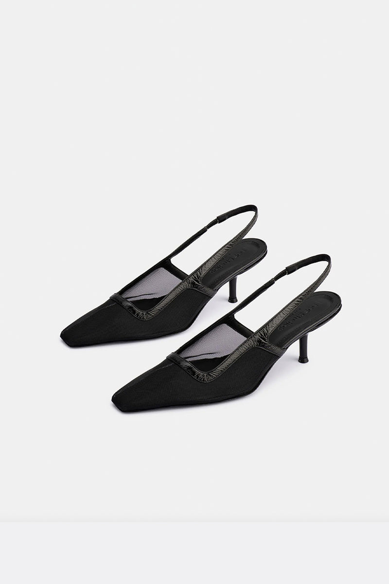 Cecilia Mesh Slingback - Black