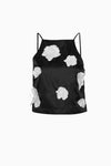 Satin Flower Top - Black