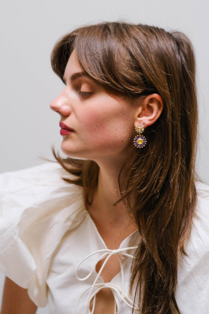 Antoinette Daisy Earrings - Lilac