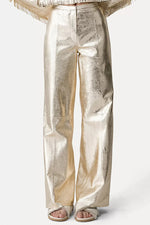 Laminated Leather Palazzo Pants - Stardust