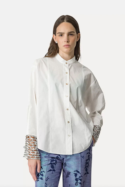 Sequin Mesh Shirt - Silver
