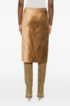 Stretch Velvet Pencil Skirt - Gold