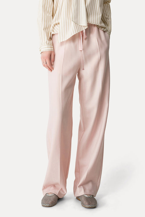 Virgin Wool Harringbone Masculine Pant - Rose