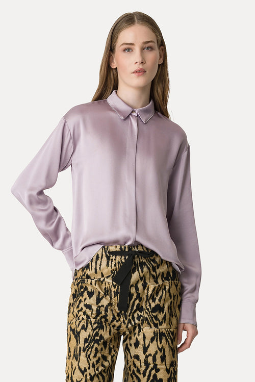 Envers Satin Masculine Shirt - Lilla