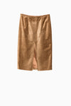 Stretch Velvet Pencil Skirt - Gold