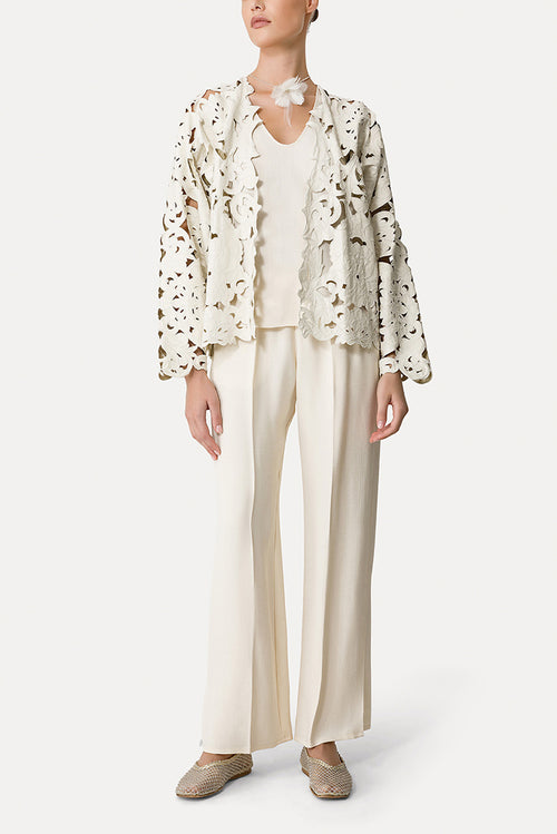 Slubbed Viscose Flared Pants - Orchidea