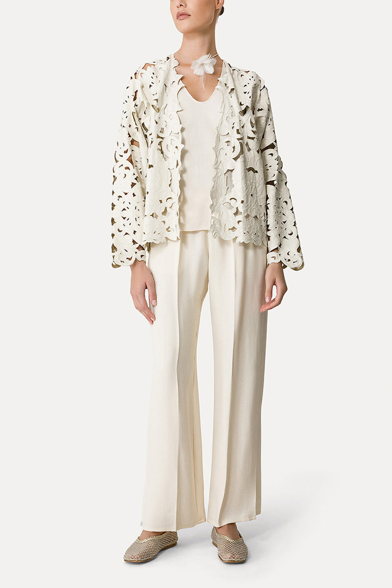 Slubbed Viscose Flared Pants - Orchidea
