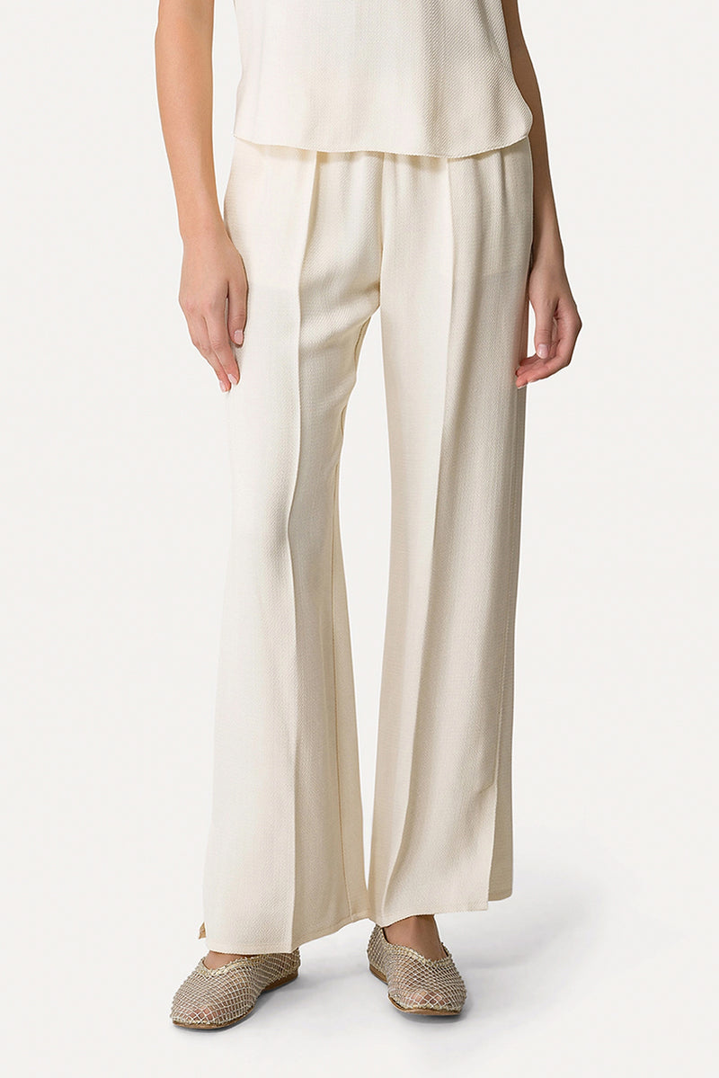 Slubbed Viscose Flared Pants - Orchidea