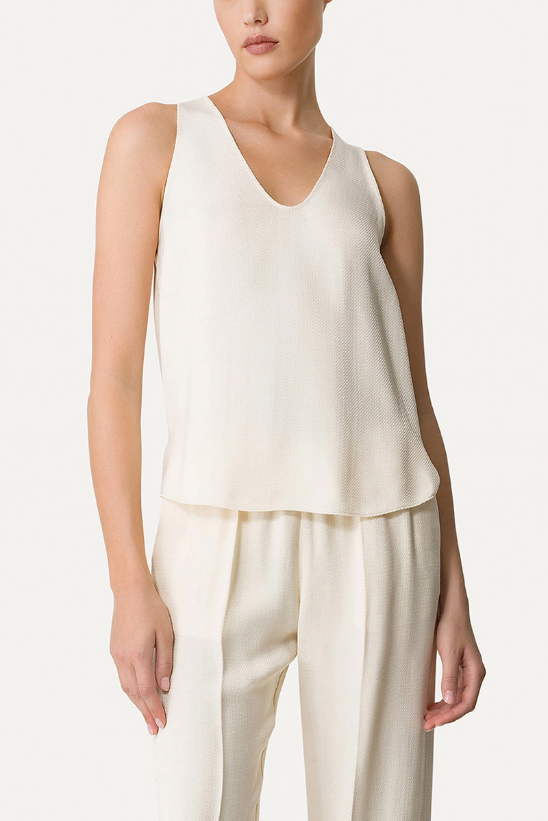 Slubbed Fluid Viscose Top - Orchidea