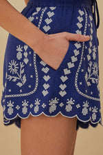 Embroidered Shorts - Navy Blue