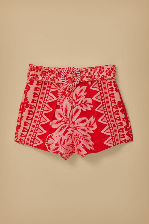 Flora Tapestry Shorts - Red