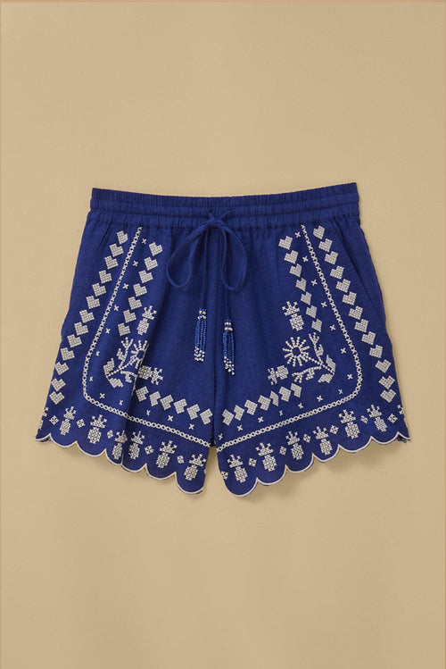 Embroidered Shorts - Navy Blue