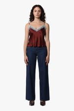 Lipp Silk Cami - Burgundy/Soft Blue
