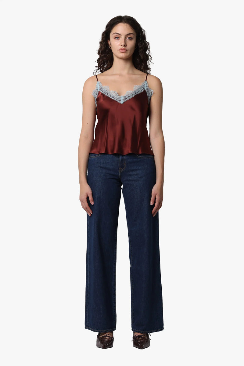 Lipp Silk Cami - Burgundy/Soft Blue