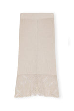 Thin Cotton Lace Midi Skirt - Egret