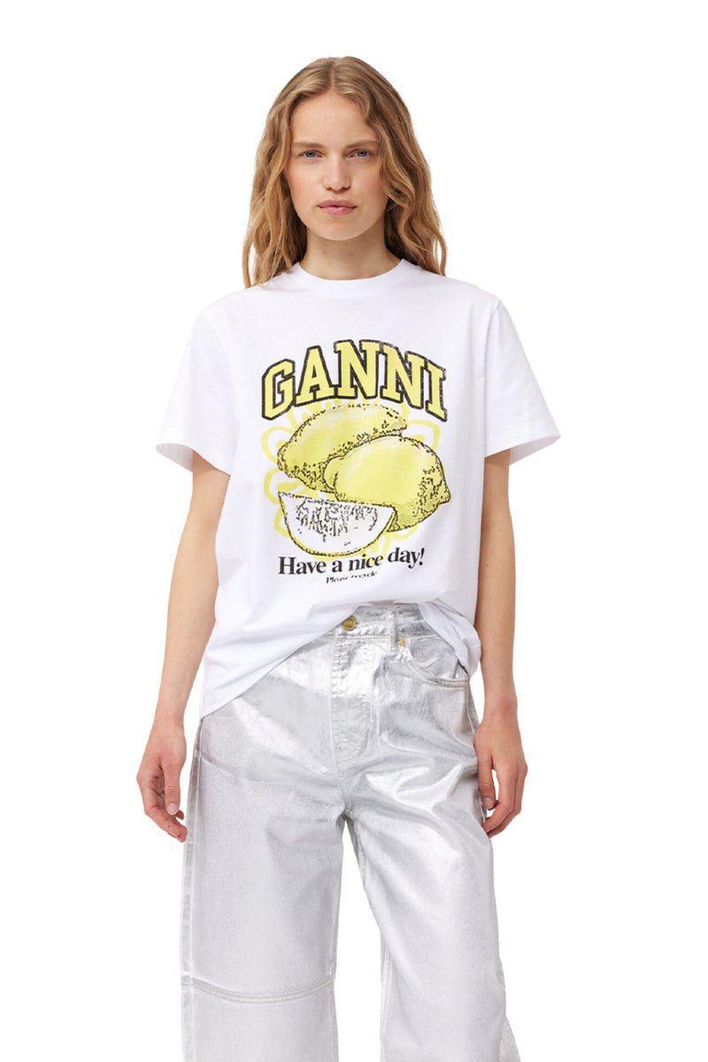 Basic Jersey Lemon Relaxed T - Shirt - Bright White