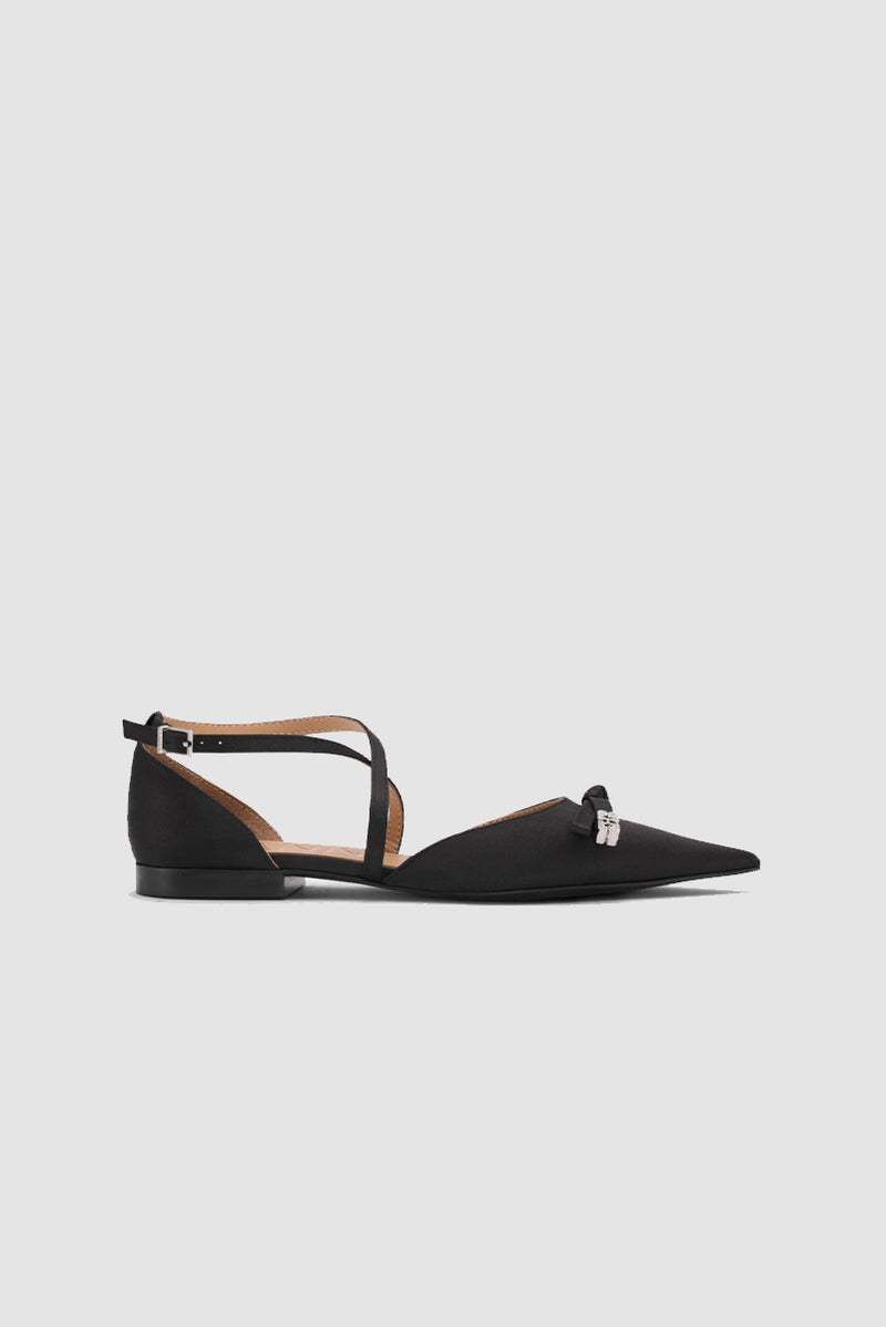 Butterfly Pointy Cut Out Ballerina - Black