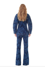 Lazer Denim Shaped Sleeve Blazer - Mid Stone Blue