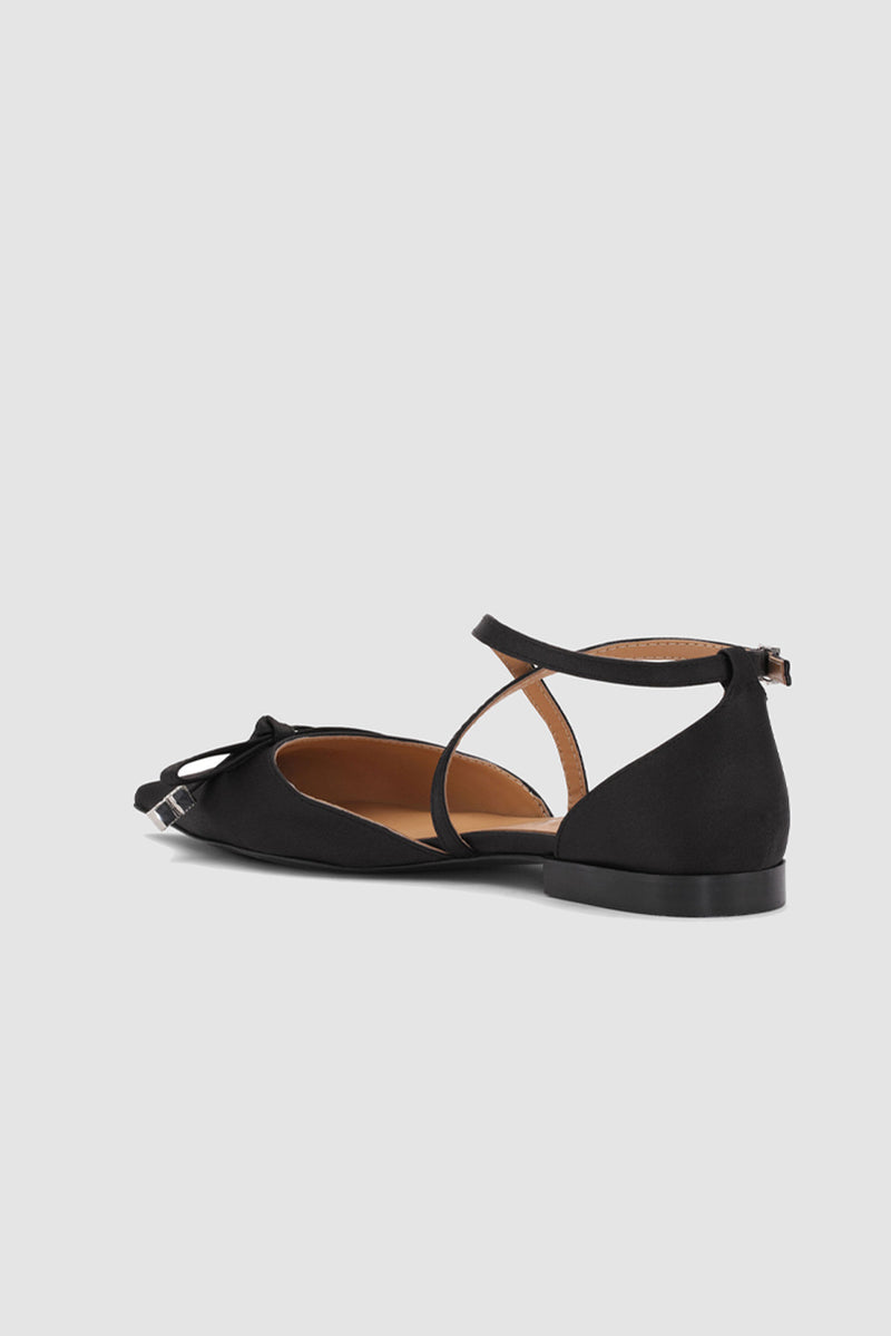 Butterfly Pointy Cut Out Ballerina - Black