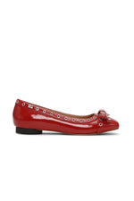 Eyelets Bow Ballerina Flat - Racing Red