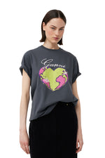 Basic Jersey Heart Relaxed Tee - Volcanic Ash