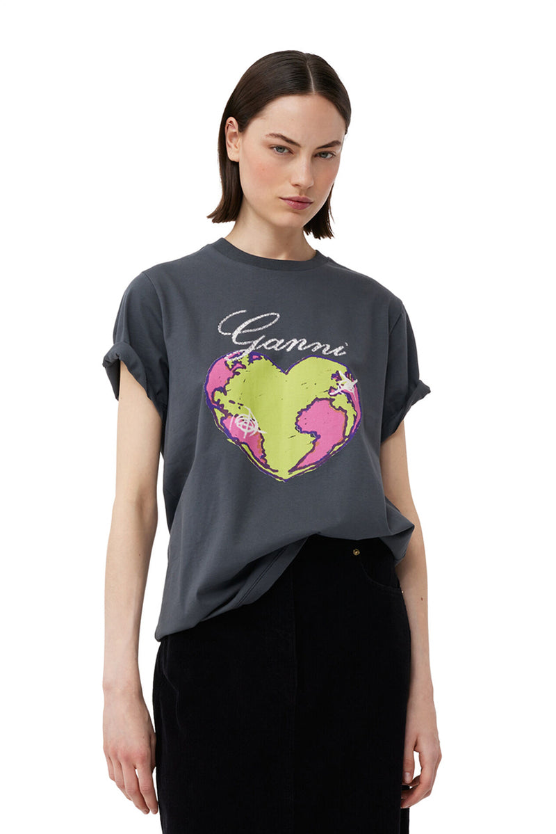 Basic Jersey Heart Relaxed Tee - Volcanic Ash