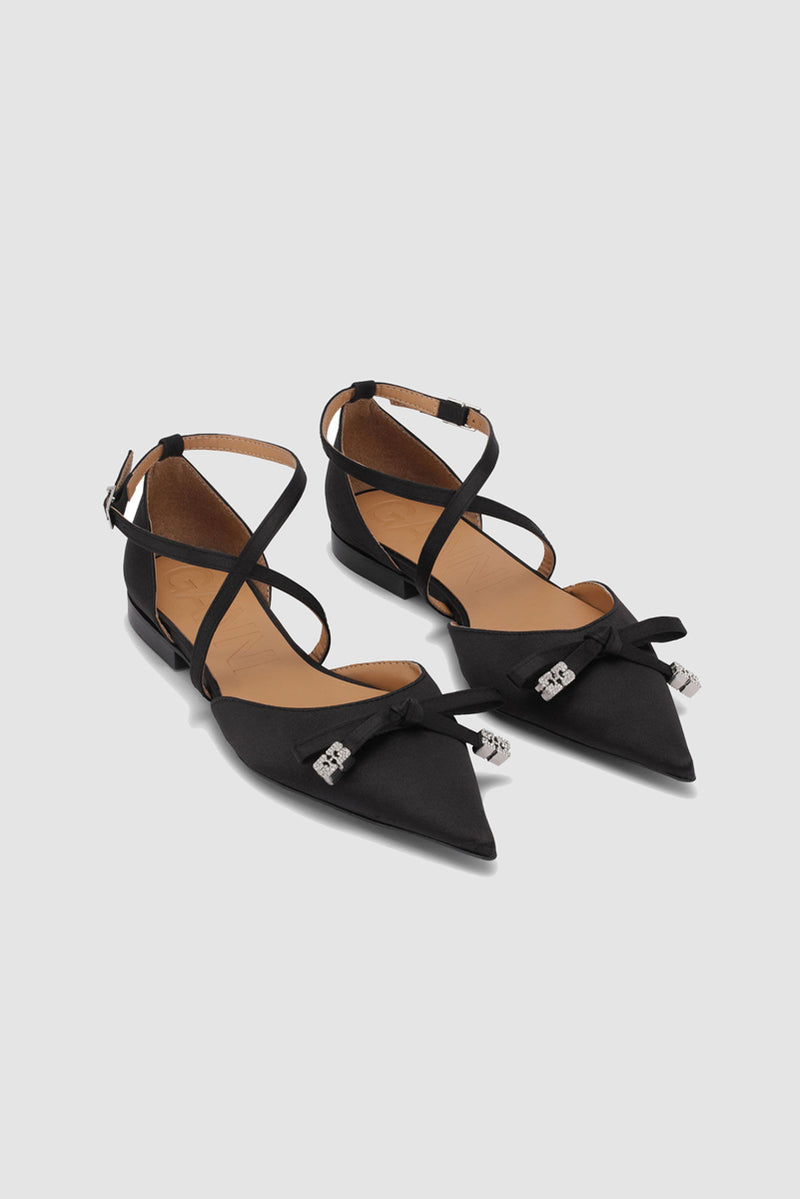 Butterfly Pointy Cut Out Ballerina - Black