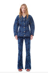 Lazer Denim Shaped Sleeve Blazer - Mid Stone Blue