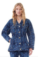 Lazer Denim Shaped Sleeve Blazer - Mid Stone Blue